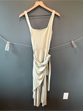 Aritzia Wilfred Wrap Midi Dress Light Sage